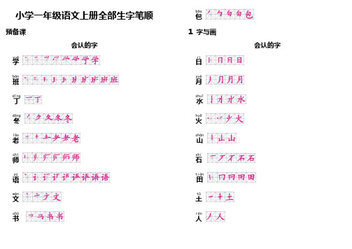 (完整word版)一年级语文上册生字笔顺