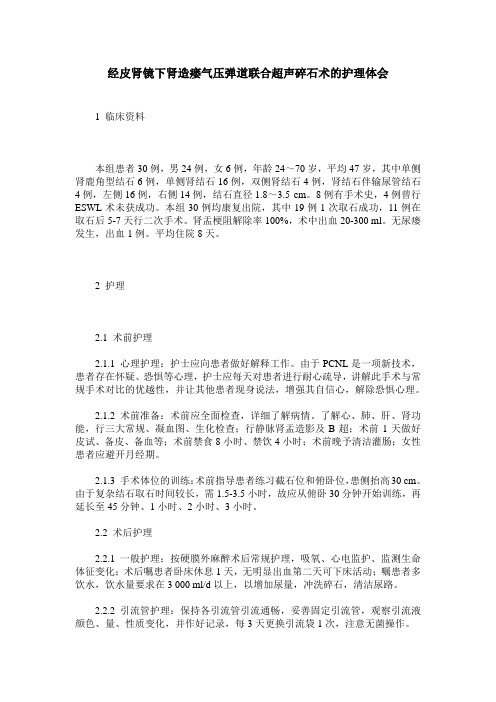 经皮肾镜下肾造瘘气压弹道联合超声碎石术的护理体会