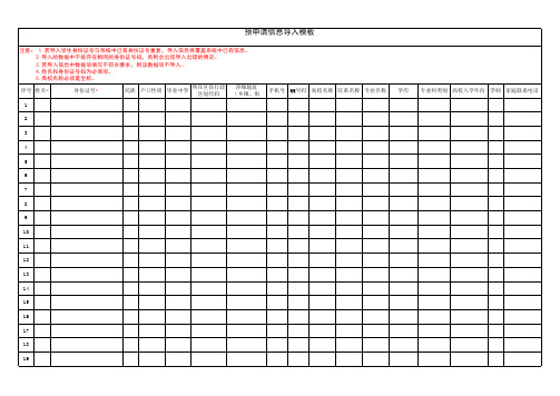 学生生源地贷款预申请信息导入模板