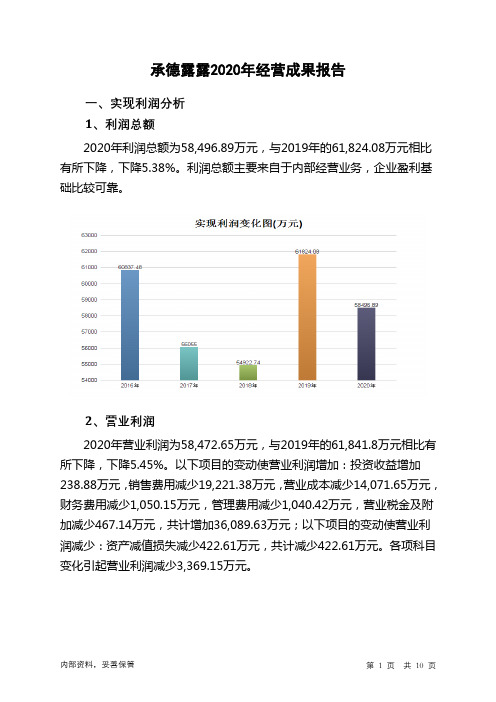 承德露露2020年经营成果报告