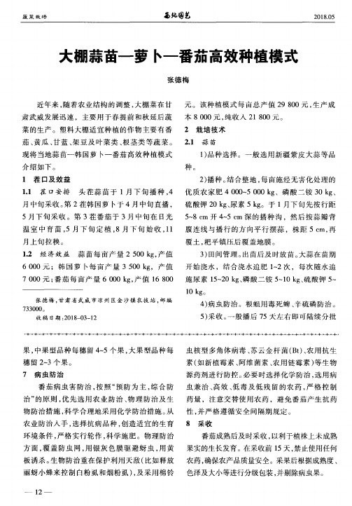 大棚蒜苗-萝卜-番茄高效种植模式