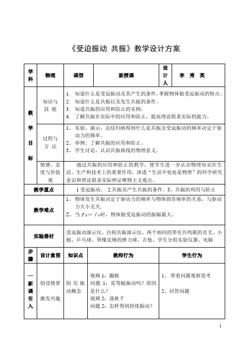 受迫振动教案