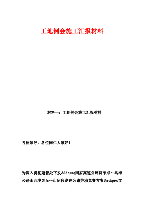 工地例会施工汇报材料
