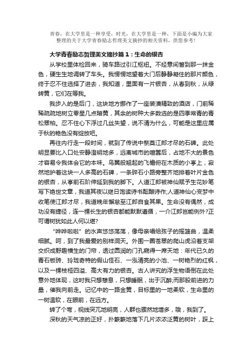 散文：大学青春励志哲理美文摘抄