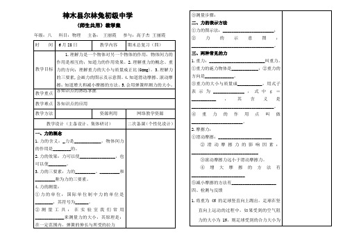 八年级物理下册期末复习教学案(4)