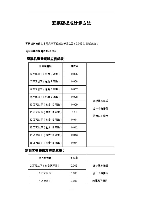 彩票店提成计算方法