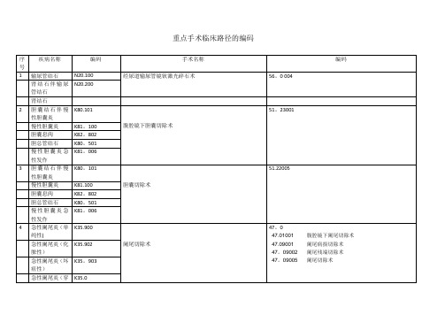 【新增编码】重点手术