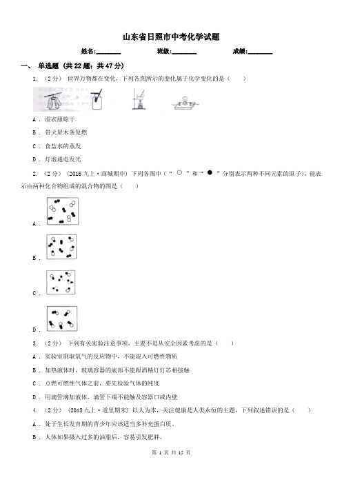 山东省日照市中考化学试题 