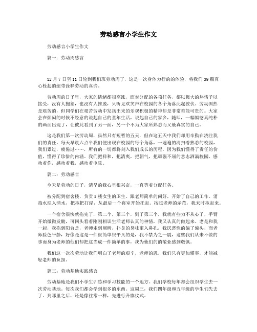 劳动感言小学生作文