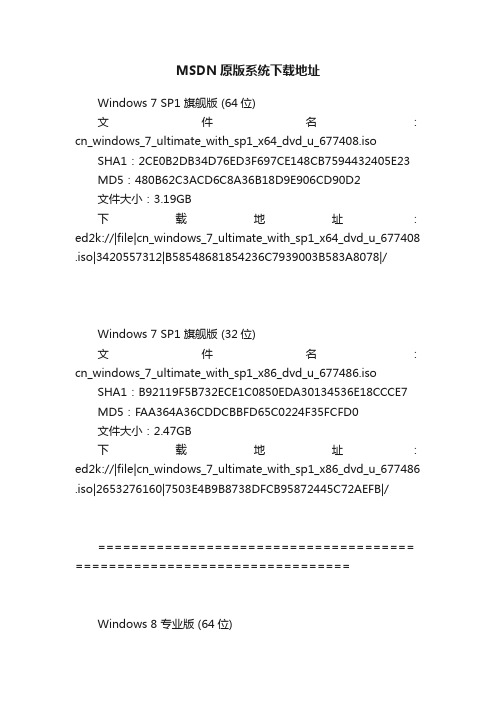 MSDN原版系统下载地址