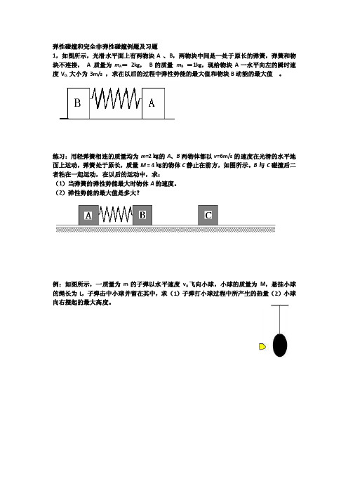 弹性碰撞和完全非弹性碰撞例题及习题