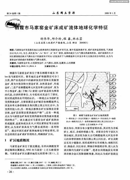 栖霞市马家窑金矿床成矿流体地球化学特征