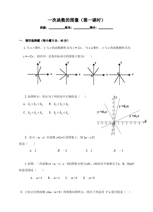 一次函数的图像(1) 练习题