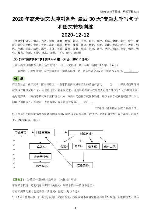 2020年高考语文大冲刺备考“最后30天”专题九补写句子和图文转换训练