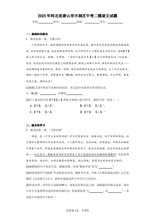 2023年河北省唐山市丰润区中考二模语文试题(含解析)