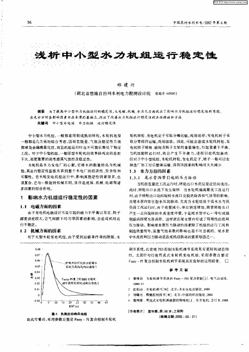 浅析中小型水力机组运行稳定性