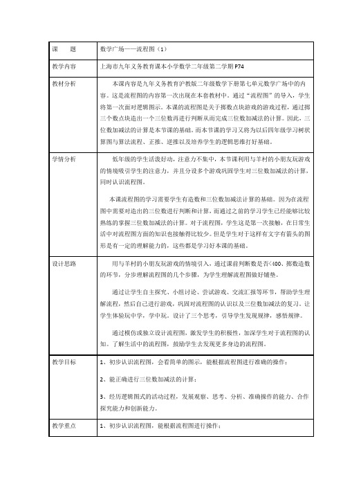 二年级下册数学教案-7.7  数学广场-流程图  ▏沪教版 