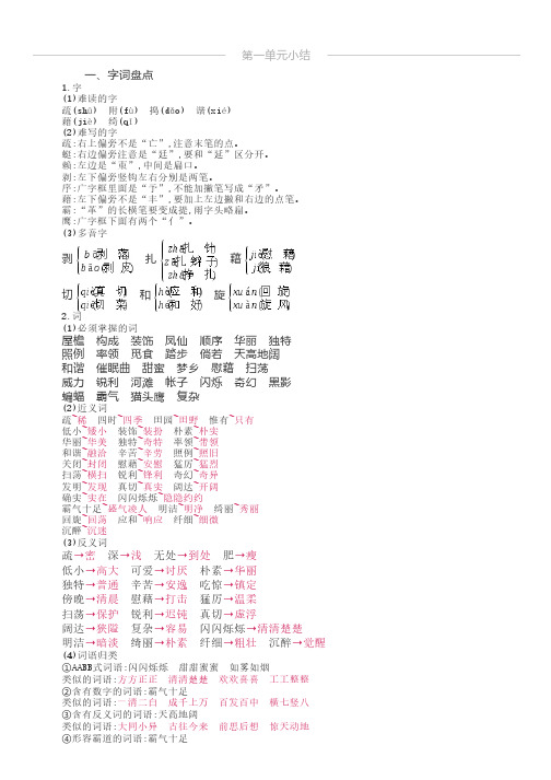 部编版四年级语文下册全册知识点归纳