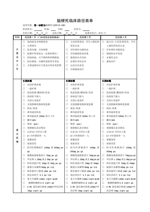 脑梗死临床路径、 (1)