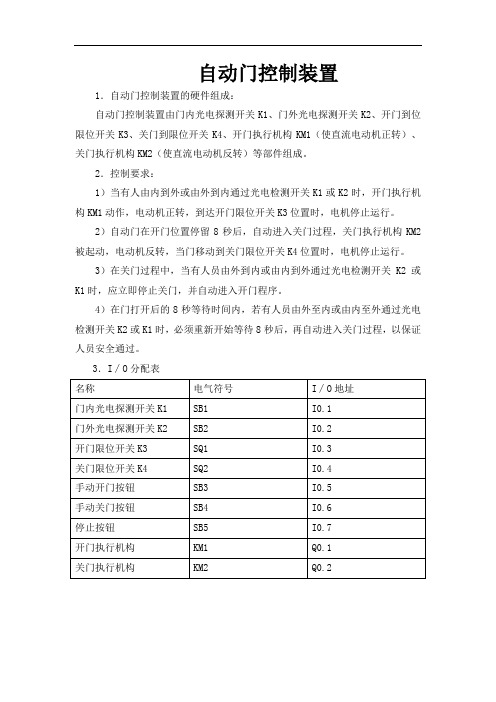 自动门控制 梯形图简单 IO接线图专业