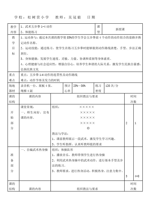 武术五步拳教案