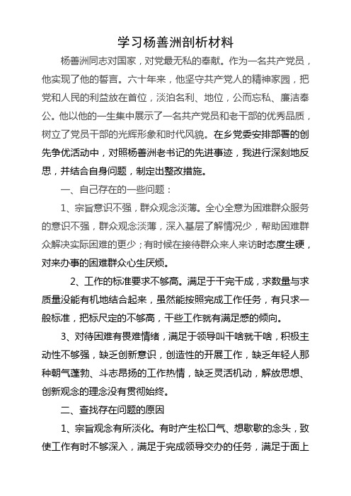 学习杨善洲剖析材料