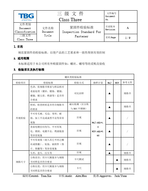 螺丝标准规范