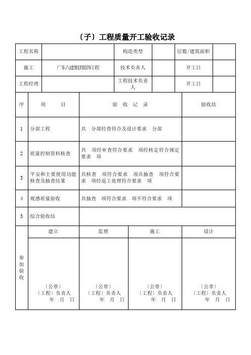 单位(子单位)工程质量竣工验收记录