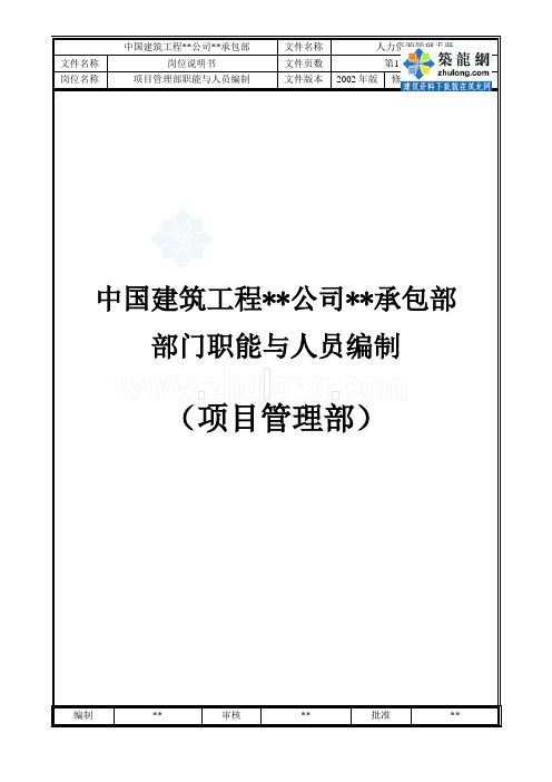 中建某公司项目管理部岗位说明书(岗位职责...