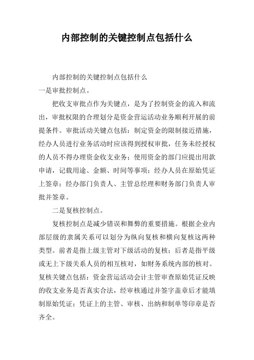 内部控制的关键控制点包括什么