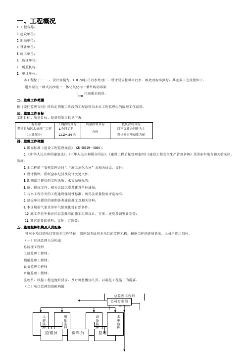 监理规划(污水厂)