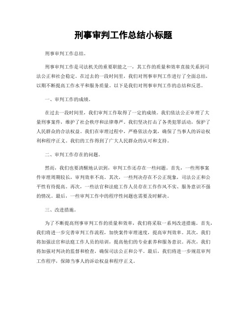 刑事审判工作总结小标题