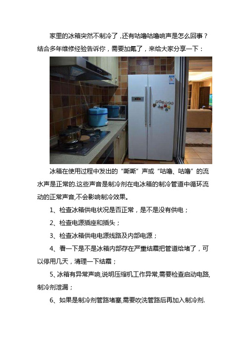 冰箱加氟：噪音与不制冷原因