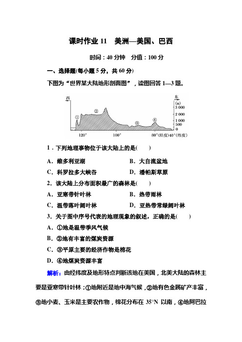 课时作业11-美洲—美国、巴西