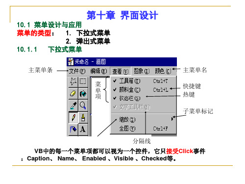 VisualBasicVB-教程第十章界面设计精品PPT课件