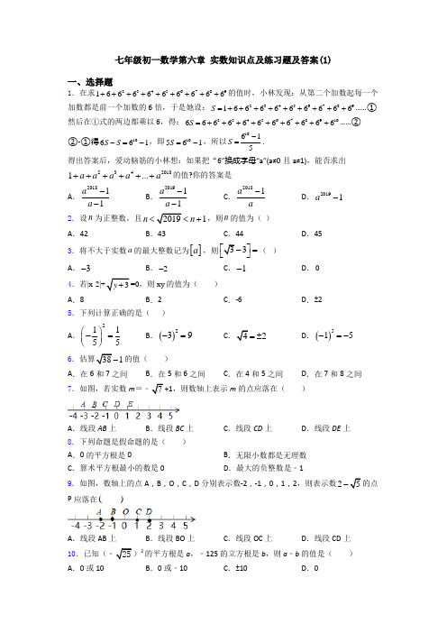 七年级初一数学第六章 实数知识点及练习题及答案(1)