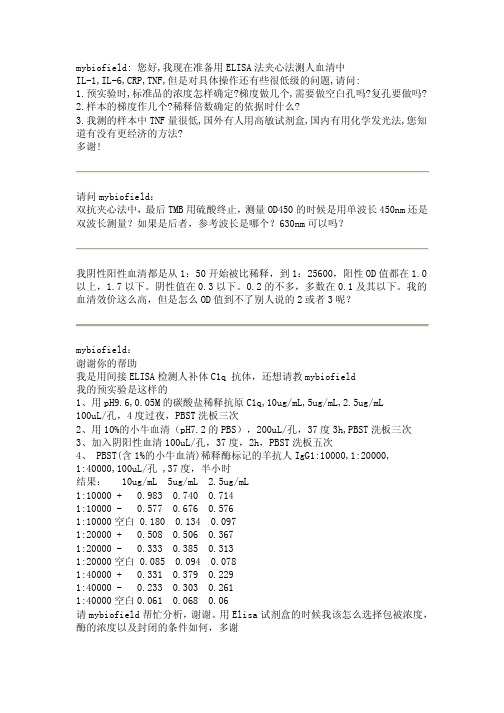 Elisa试剂盒常见问题讨论