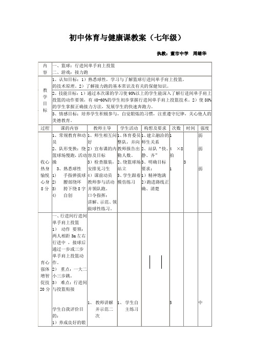 篮球(行进间单手肩上投篮)教学设计