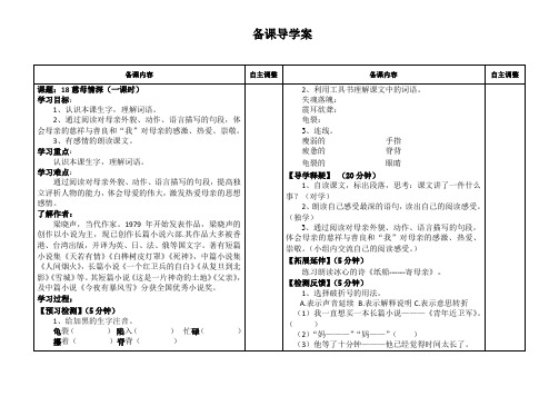 人教版小学语文五年级上册《 18 慈母情深》 赛课导学案_2