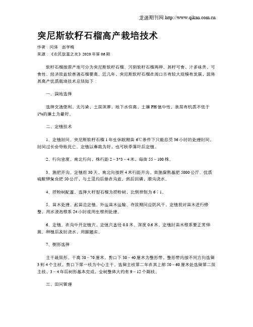 突尼斯软籽石榴高产栽培技术