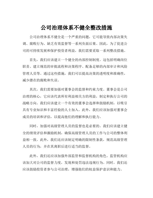 公司治理体系不健全整改措施