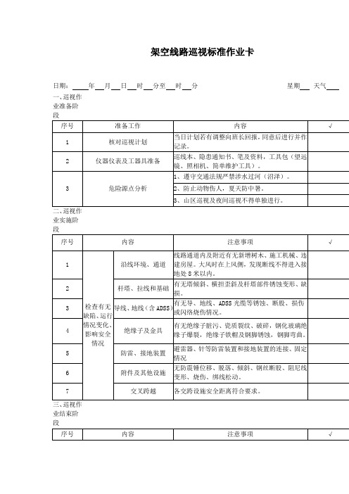 架空线路巡视标准作业卡