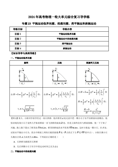 专题23平抛运动临界问题相遇问题类平抛运和斜抛运动(原卷版)