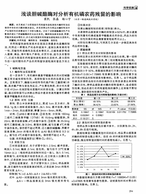 浅谈胆碱酯酶对分析有机磷农药残留的影响