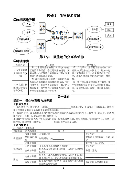 微生物的分离和培养学案