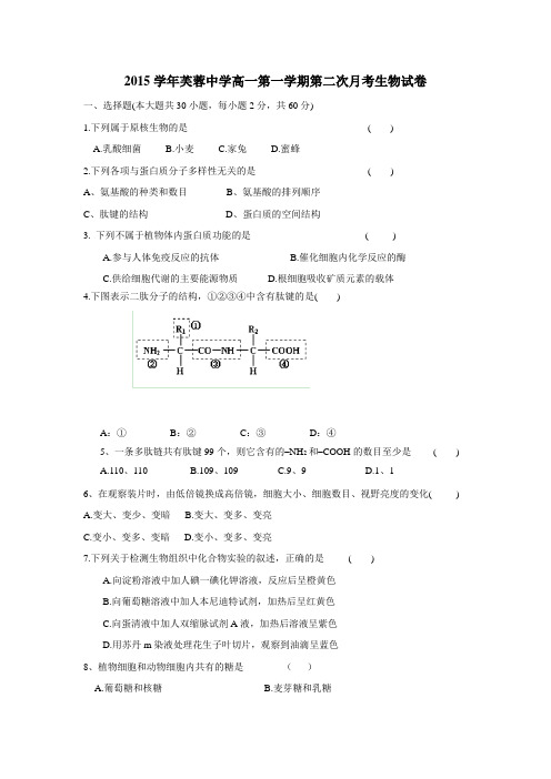 15—16学年高一12月月考生物试题(无答案)(2)