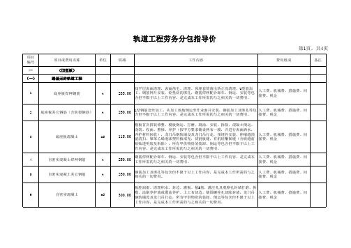 轨道工程劳务分包指导价