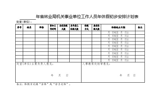 干部职工带薪年休假有关表格