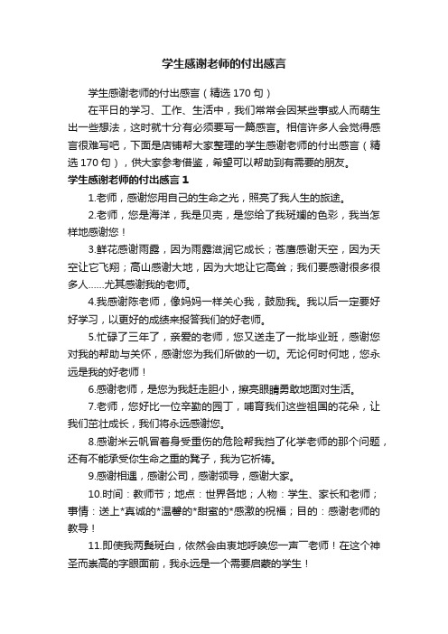 学生感谢老师的付出感言