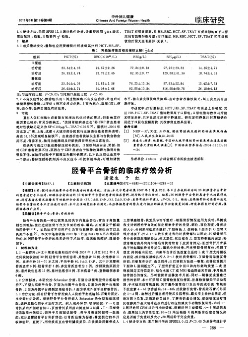 胫骨平台骨折的临床疗效分析